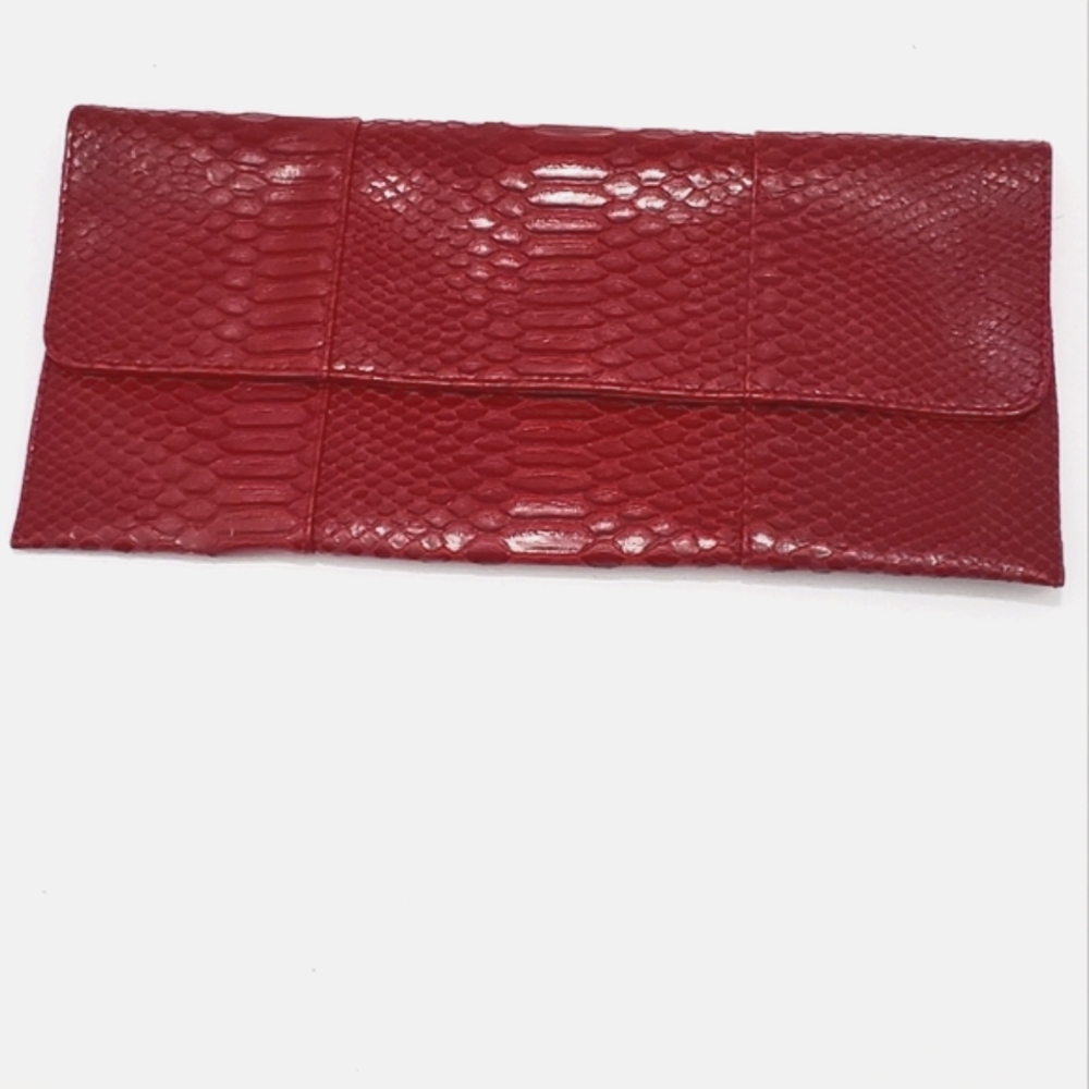 Vintage Jessica McClintock Red Snake Skin Formal Going Out Clutch